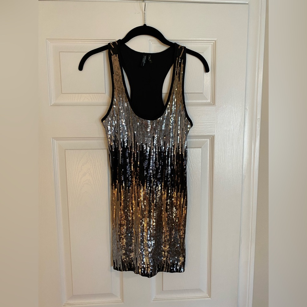 Marciano Guess Gold, Silver, and Black Sequin Dress